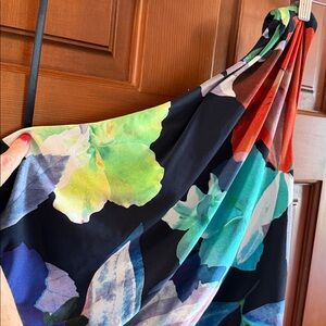 Adrianna Papell One Shoulder Ruched Floral Dress Size 16